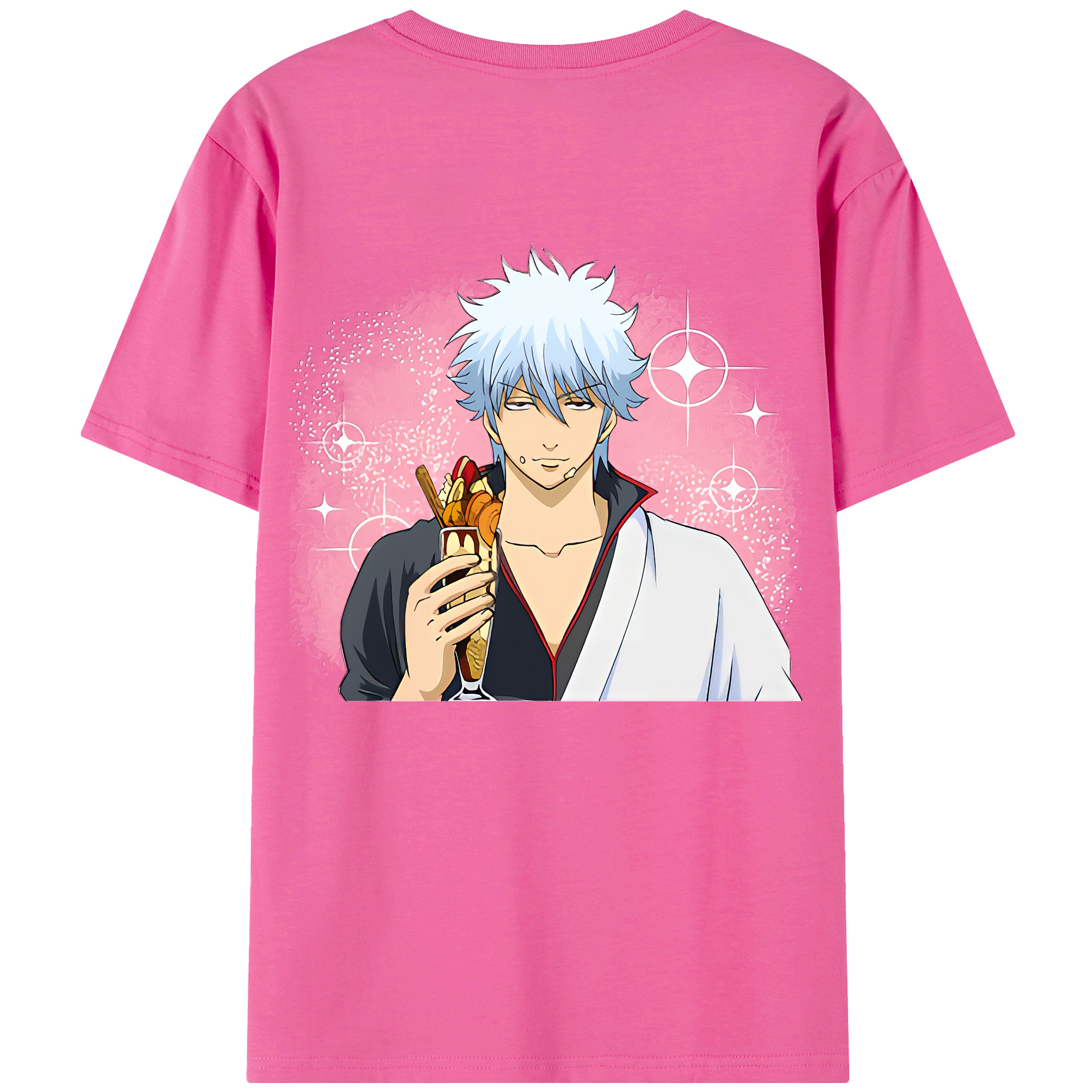 （画像用） ぎんたま 坂田銀時（さかたぎんとき） 神楽 志村新八（しむら しんぱち） GINTAMA Sakata Gintoki Kagura Shimura Shinpachi レディース半袖Tシャツ(バックプリント)